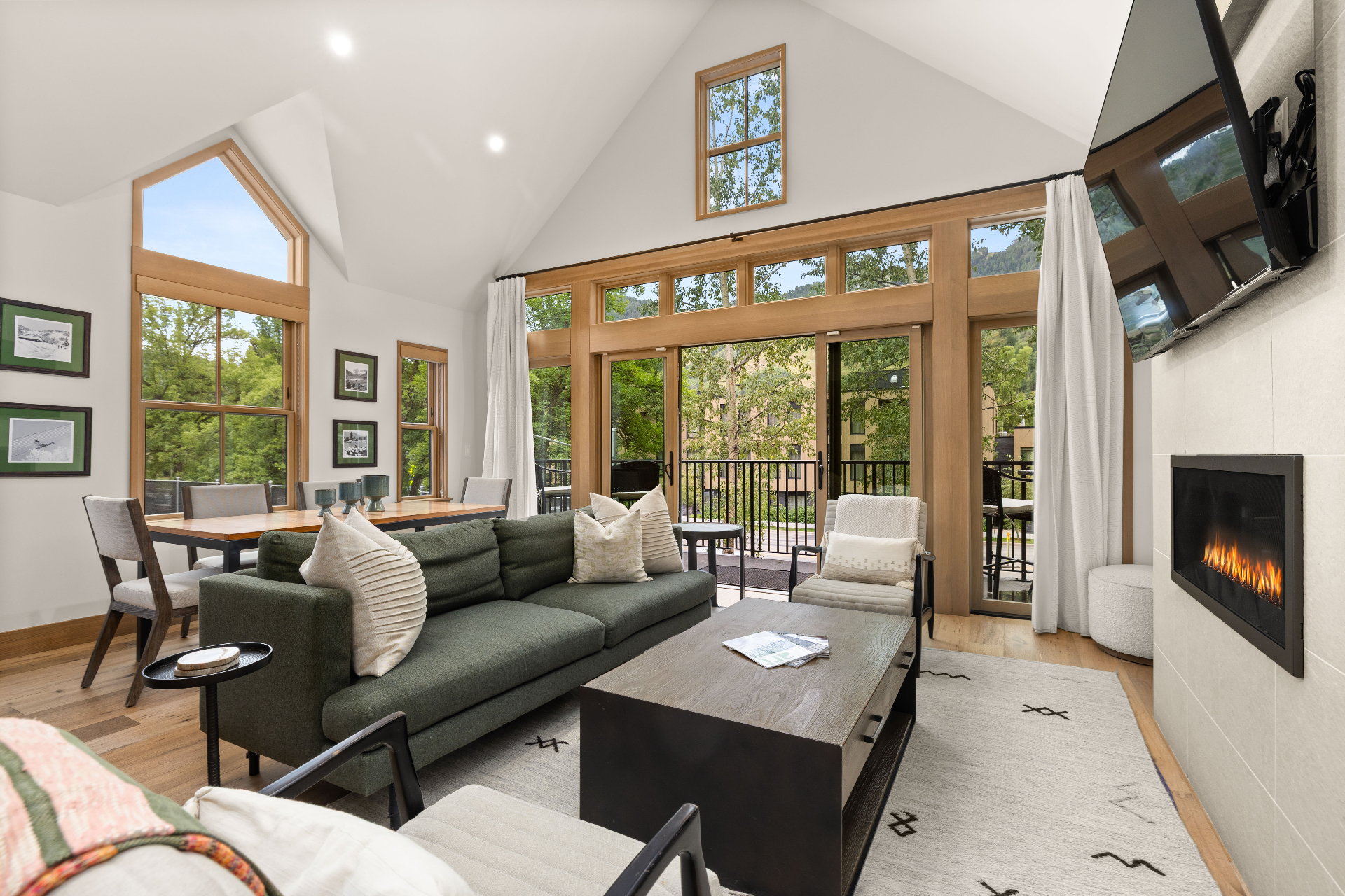 North Star Penthouse living room with mountain views